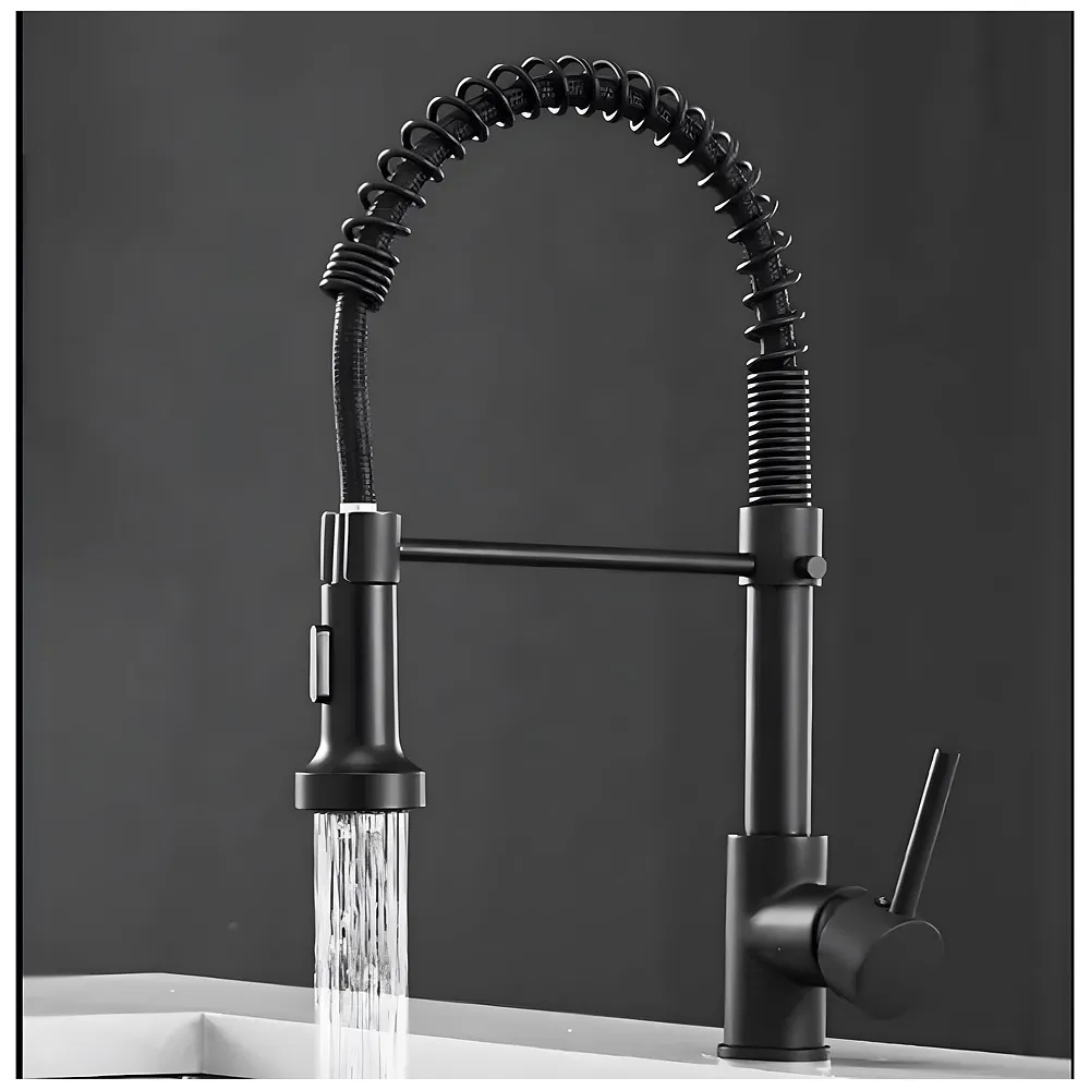 Black Kitchen Faucet 2 Modes, Swivel Body and Bendable Pipe with Holder hot and Cold Water 16 inch x 8.6 Inch