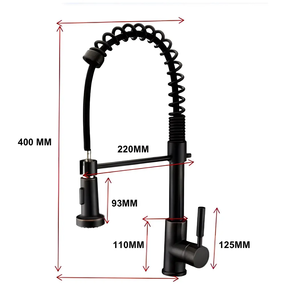 Black Kitchen Faucet 2 Modes, Swivel Body and Bendable Pipe with Holder hot and Cold Water 16 inch x 8.6 Inch
