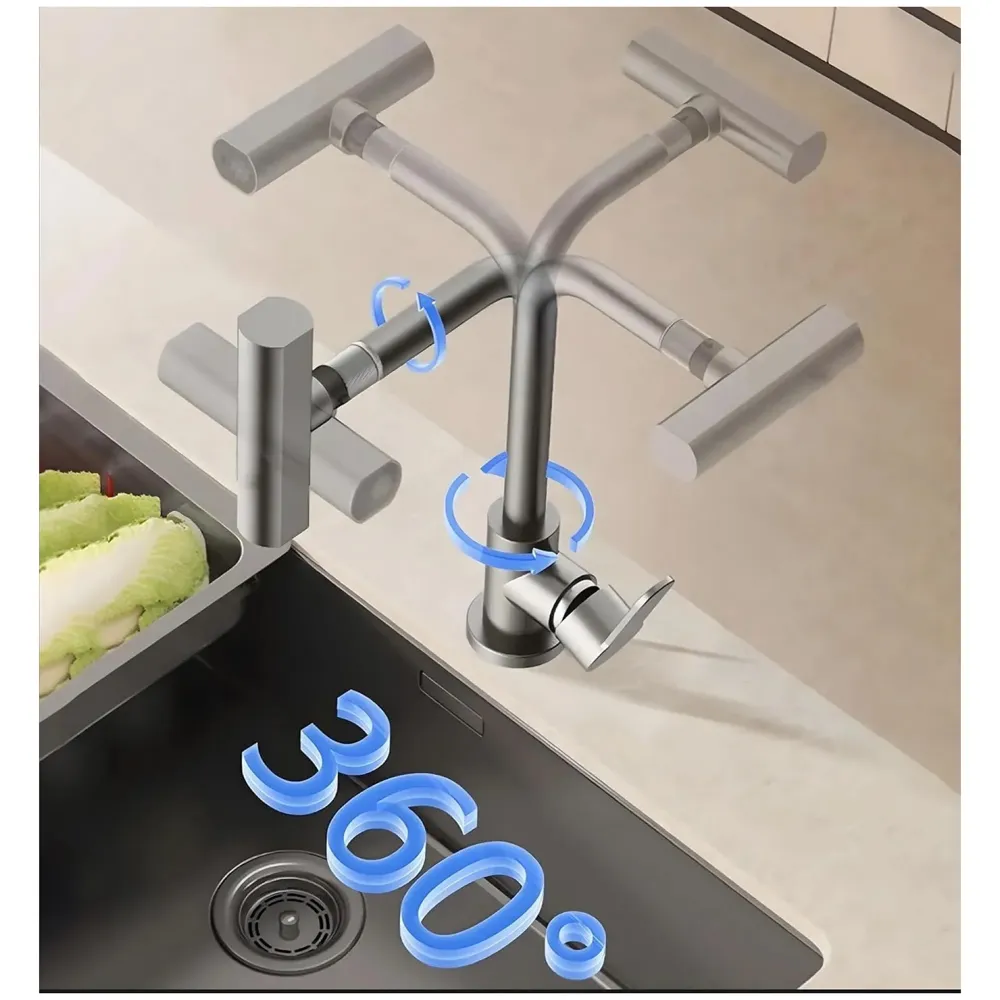 3 in 1 Black Kitchen Faucet. 3 Modes, Swivel Body and Pull Out Sprayer hot and Cold Water Mixer 36 Cm x 14 Cm, 360 Degree Rotation - 4