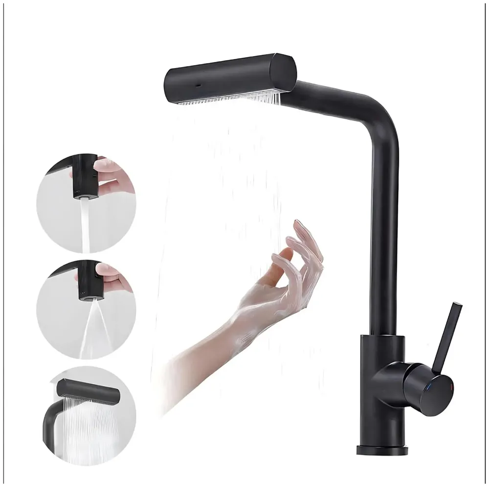 3 in 1 Black Kitchen Faucet. 3 Modes, Swivel Body and Pull Out Sprayer hot and Cold Water Mixer 36 Cm x 14 Cm, 360 Degree Rotation - 5