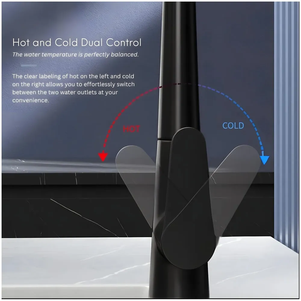 Kitchen Tap Pull Out Kitchen Sink Mixer with 2-Flow Sprayer Black Colour Finish Sink Faucet, Sink Tap, Black, Zinc Material 42.5cm x 26cm Hot and Cold Water