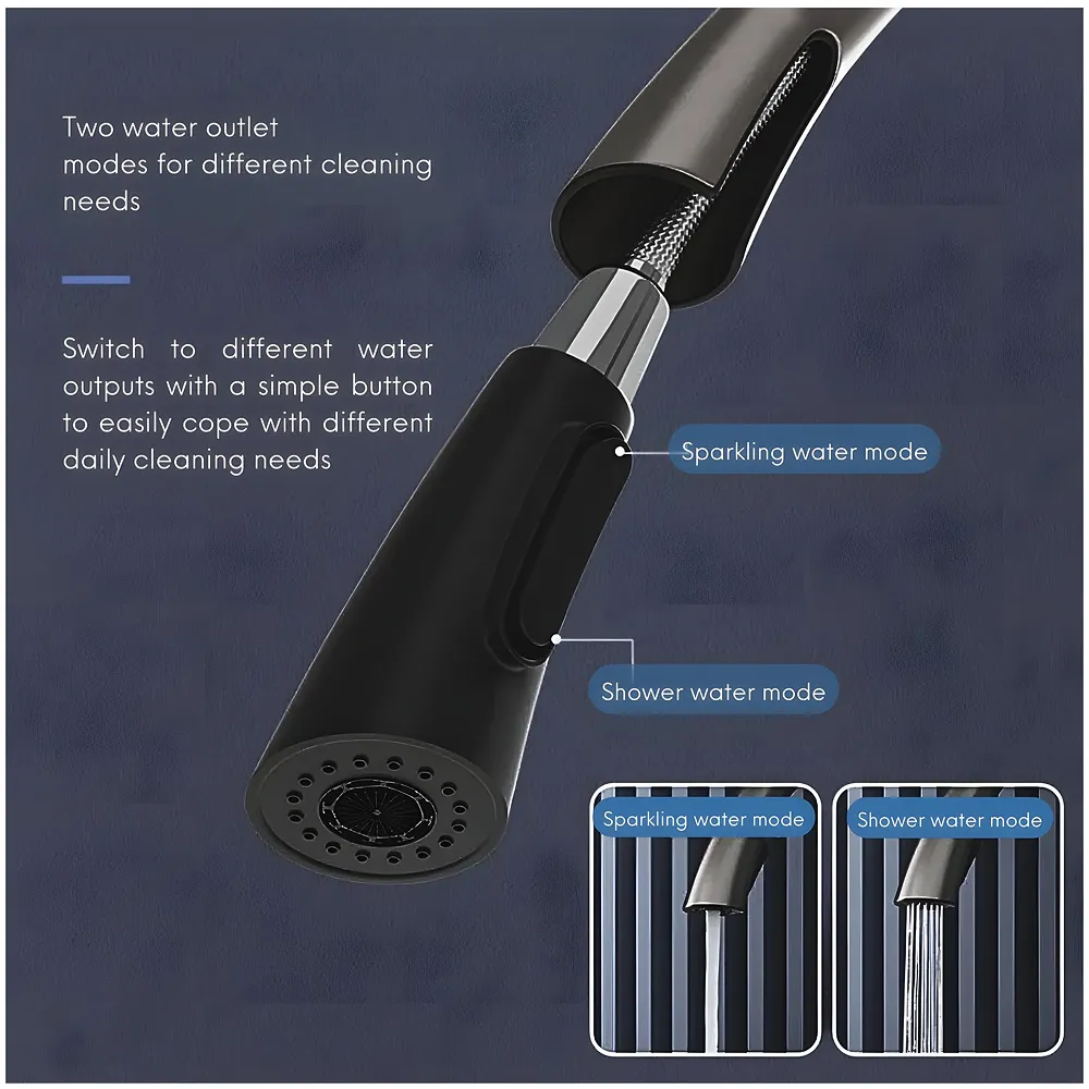 Kitchen Tap Pull Out Kitchen Sink Mixer with 2-Flow Sprayer Black Colour Finish Sink Faucet, Sink Tap, Black, Zinc Material 42.5cm x 26cm Hot and Cold Water - Premium