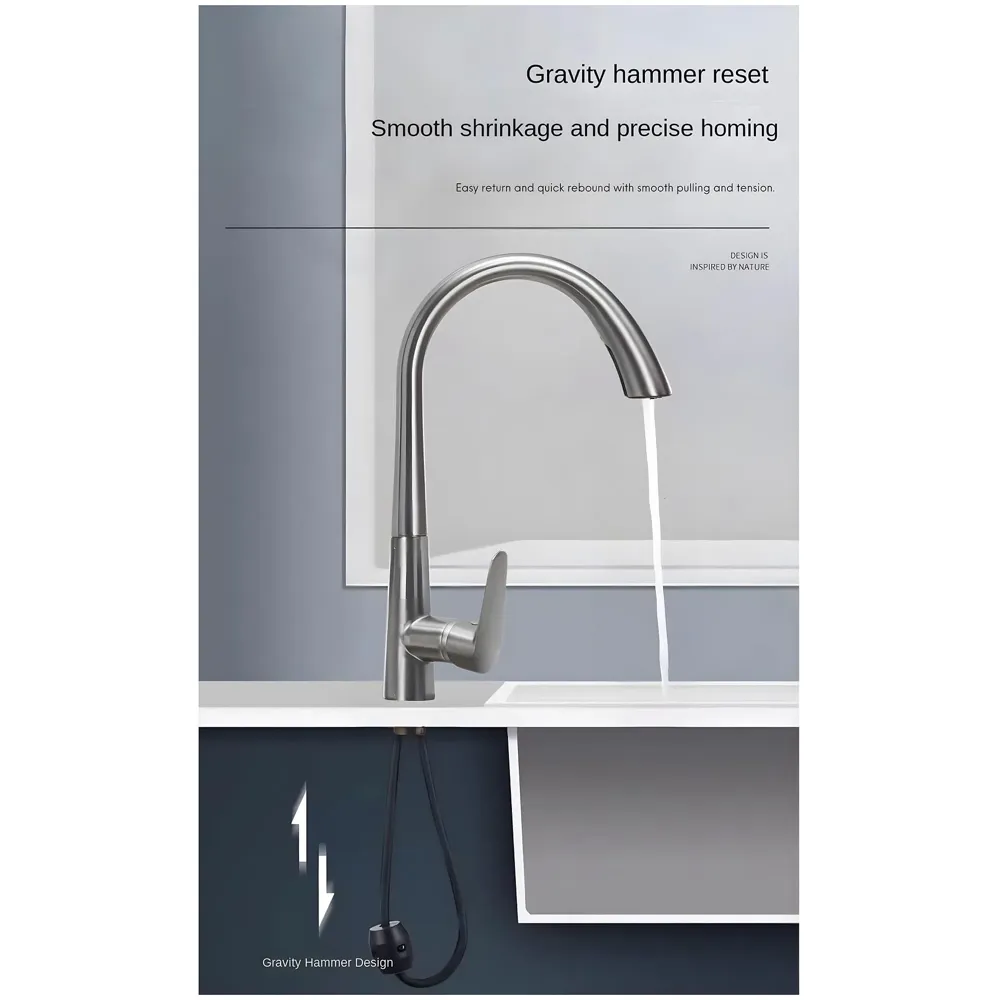Kitchen Tap Pull Out Kitchen Sink Mixer with 2-Flow Sprayer Grey Matt Finish Sink Faucet, Sink Tap, Dark Grey, Zinc Material 42.5cm x 26cm Hot and Cold Water