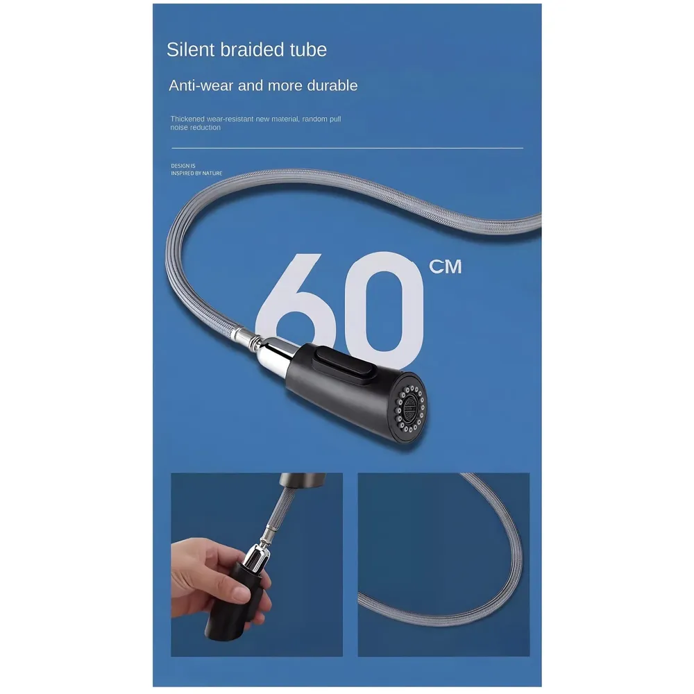 Kitchen Tap Pull Out Kitchen Sink Mixer with 2-Flow Sprayer Grey Matt Finish Sink Faucet, Sink Tap, Dark Grey, Zinc Material 42.5cm x 26cm Hot and Cold Water