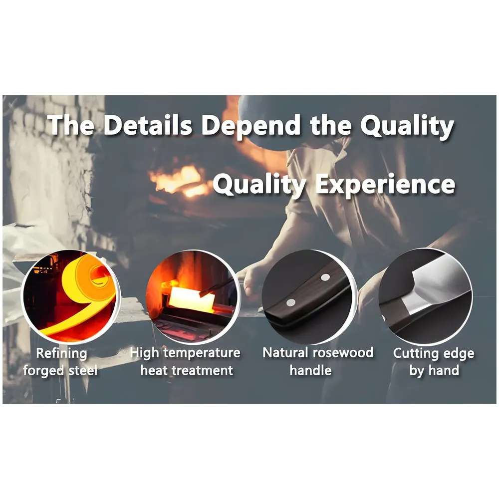 Japanese Chef Knife - Damascus Pattern, 8 Inch, Silver, High Carbon Stainless Steel, Wooden Handle - 4