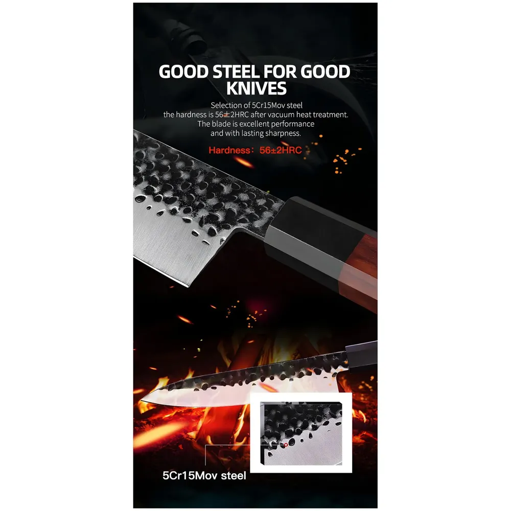 Japanese Chef Knife - Damascus Pattern, 8 Inch, Silver, High Carbon Stainless Steel, Wooden Handle - 8