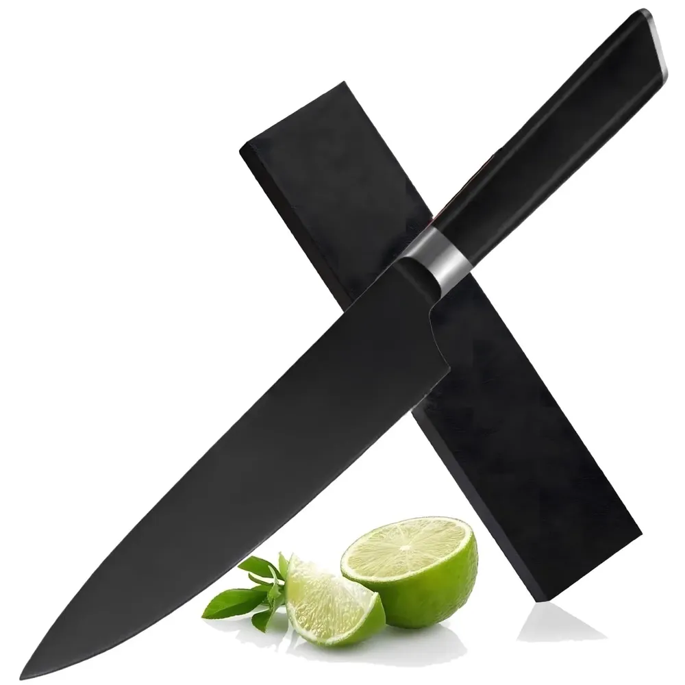 Damascus Knife Black Japanese Knife with Matt Black Pattern 8 Inch Chef Knife High Carbon Stainless Steel Knife for Home and Comercial Kitchens Sharp and Ergonomic with Gift Box