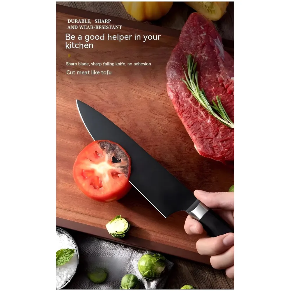 Damascus Knife Black Japanese Knife with Matt Black Pattern 8 Inch Chef Knife High Carbon Stainless Steel Knife for Home and Comercial Kitchens Sharp and Ergonomic with Gift Box - 5