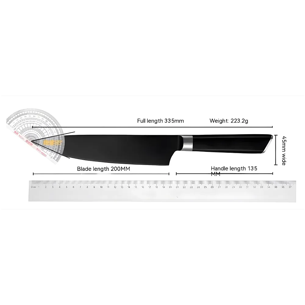 Damascus Knife Black Japanese Knife with Matt Black Pattern 8 Inch Chef Knife High Carbon Stainless Steel Knife for Home and Comercial Kitchens Sharp and Ergonomic with Gift Box