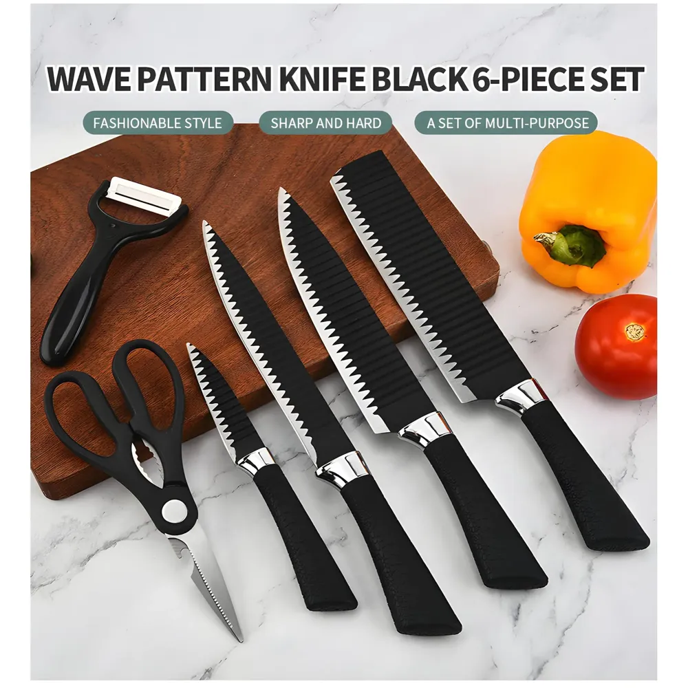 6 Pcs Knife Japanese Knife with Groove Pattern Chef Knife High Carbon Stainless Steel Laser Knives Kitchen with Box - 7
