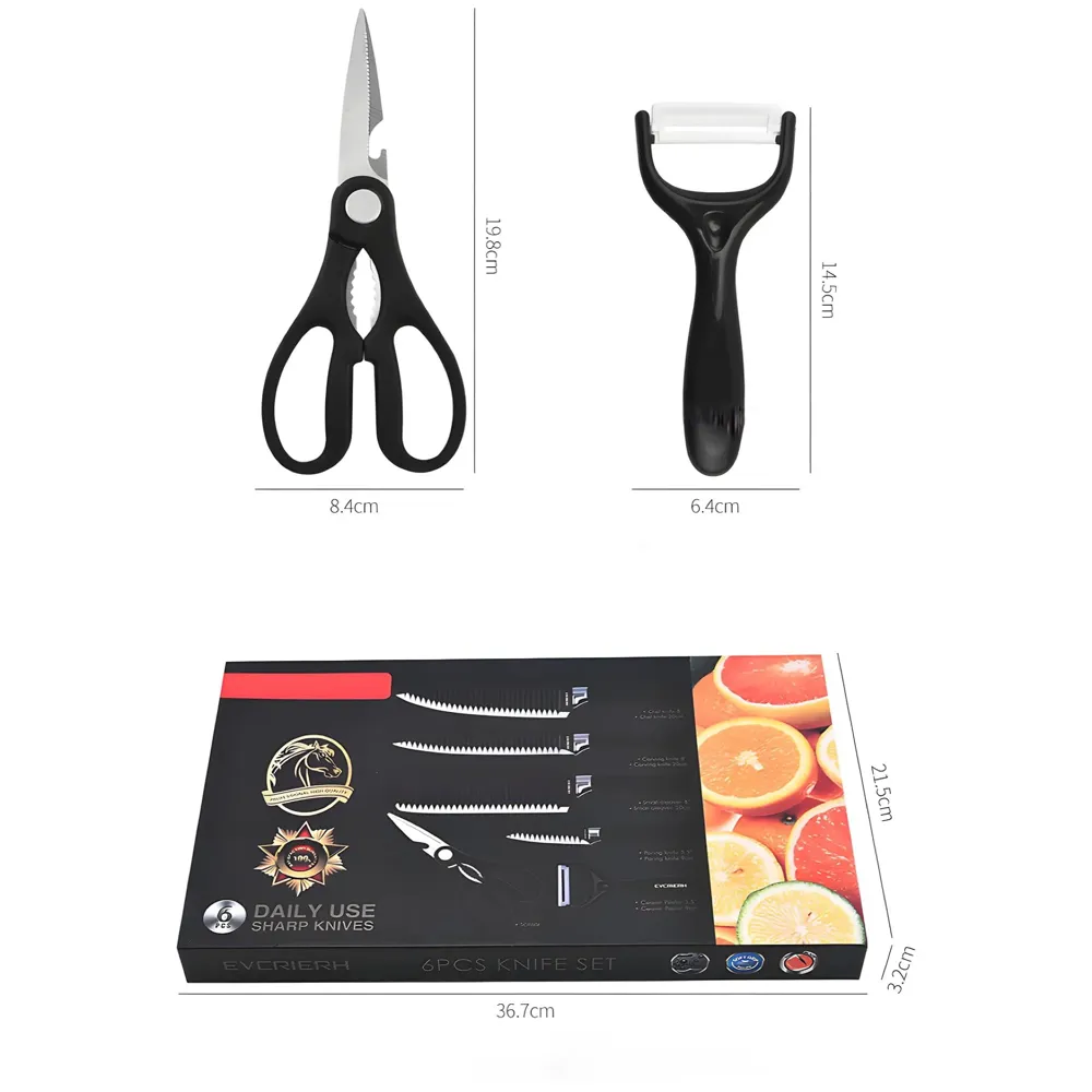 6 Pcs Knife Japanese Knife with Groove Pattern Chef Knife High Carbon Stainless Steel Laser Knives Kitchen with Box - 8