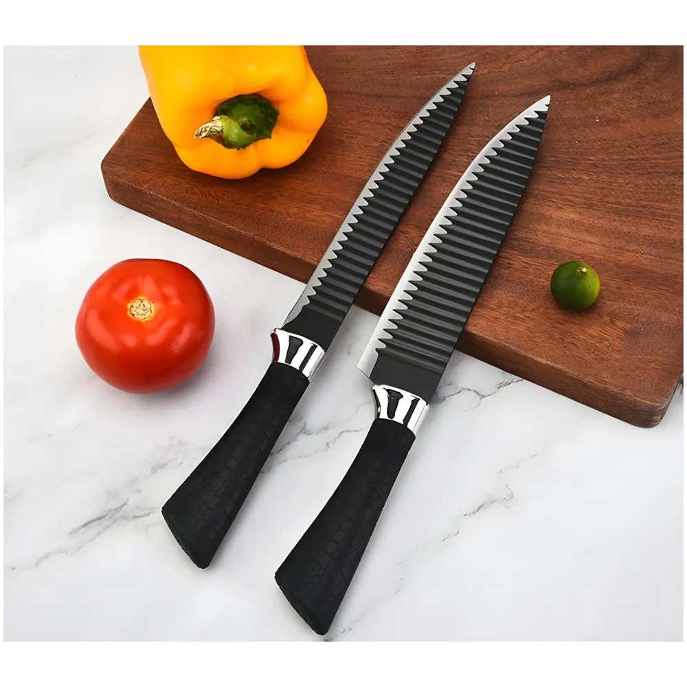 6 Pcs Knife Japanese Knife with Groove Pattern Chef Knife High Carbon Stainless Steel Laser Knives Kitchen with Box - 9