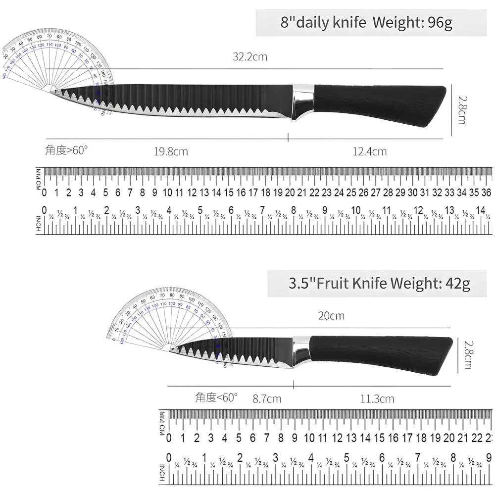 6 Pcs Knife Japanese Knife with Groove Pattern Chef Knife High Carbon Stainless Steel Laser Knives Kitchen with Box
