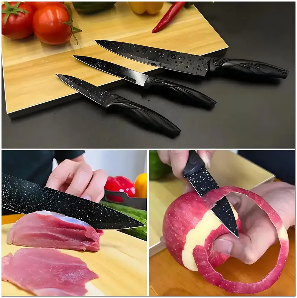 6 Pcs Knife Japanese Knife with Granite Pattern Chef Knife High Carbon Stainless Steel Laser Knives Kitchen with Box - 4