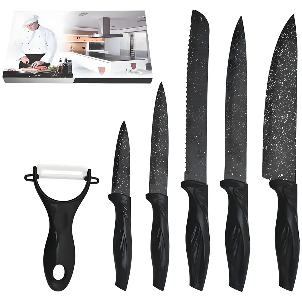 6 Pcs Knife Japanese Knife with Granite Pattern Chef Knife High Carbon Stainless Steel Laser Knives Kitchen with Box