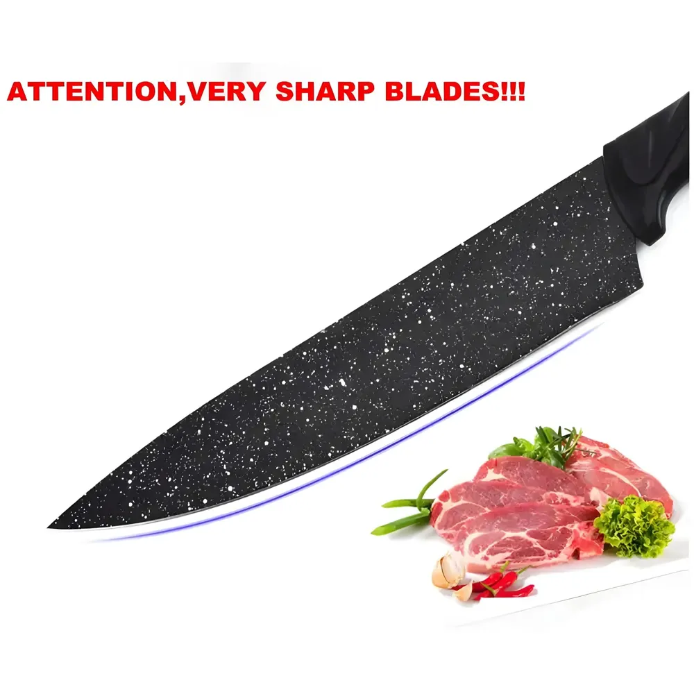 6 Pcs Knife Japanese Knife with Granite Pattern Chef Knife High Carbon Stainless Steel Laser Knives Kitchen with Box