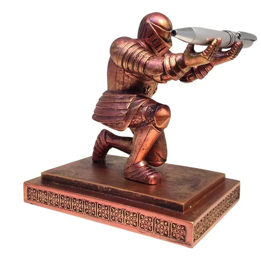 Unique Executive Knight Pen Holder / Stand (Medieval Bronze)
