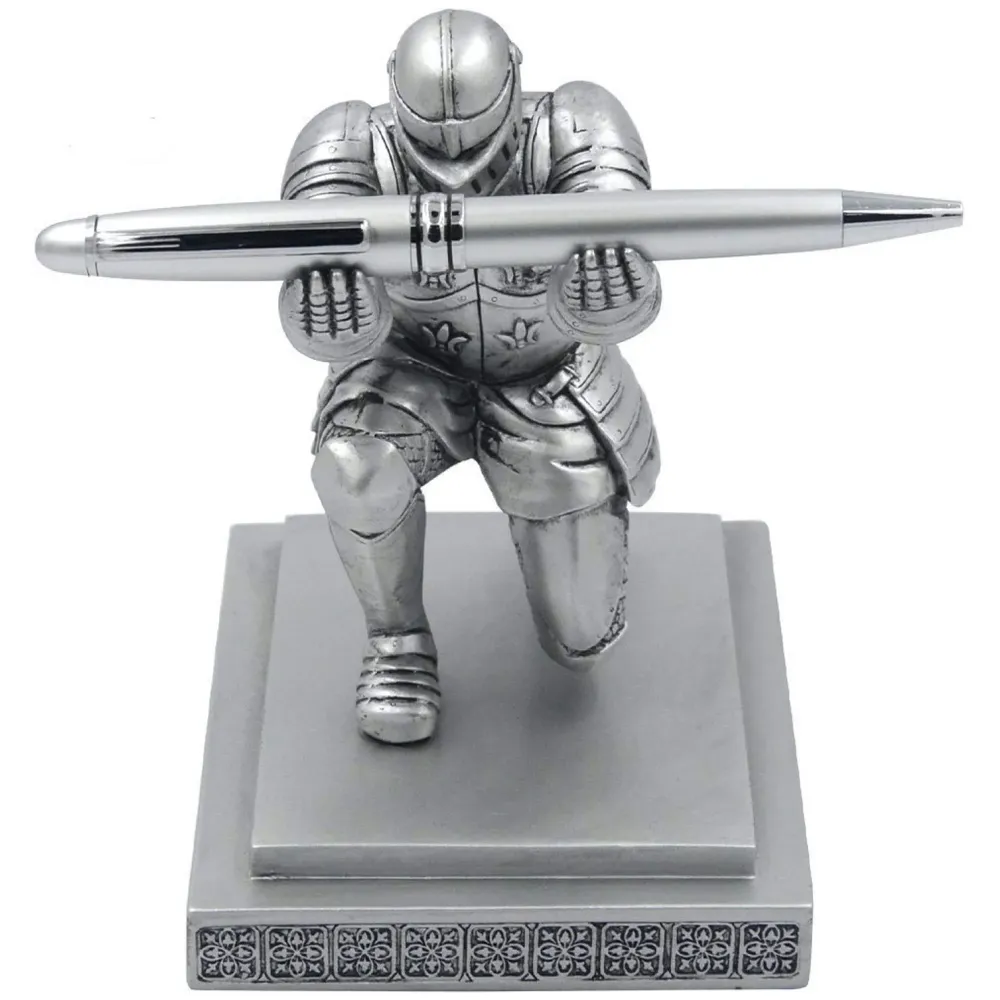 Unique Executive Knight Pen Holder / Stand (Crusade Silver)