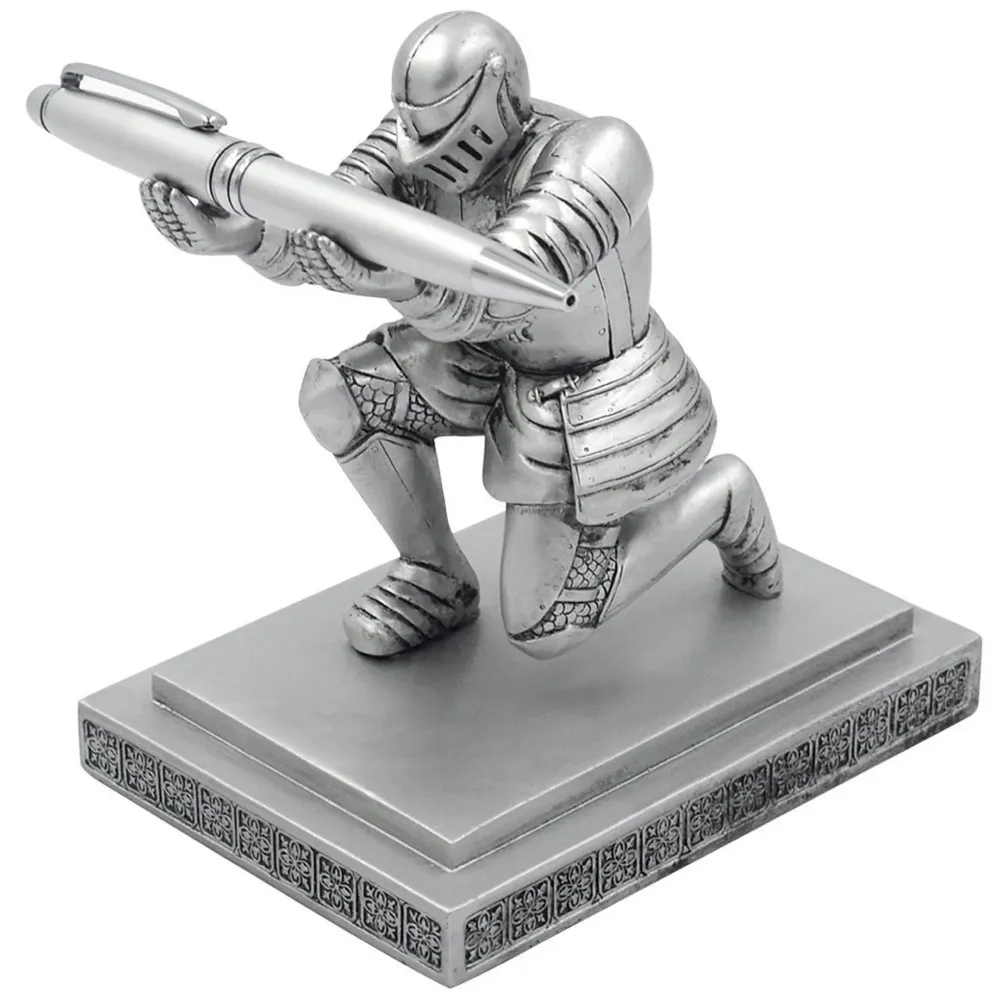 Unique Executive Knight Pen Holder / Stand (Crusade Silver)