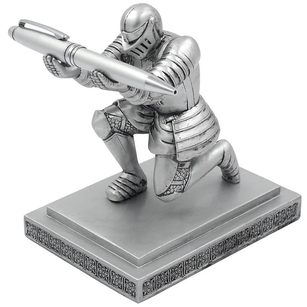 Unique Executive Knight Pen Holder / Stand (Crusade Silver)
