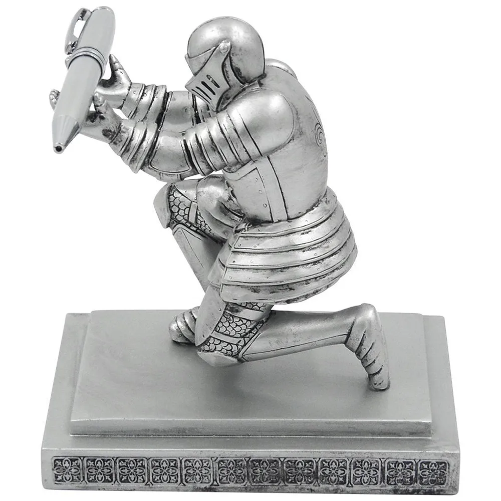 Unique Executive Knight Pen Holder / Stand (Crusade Silver)