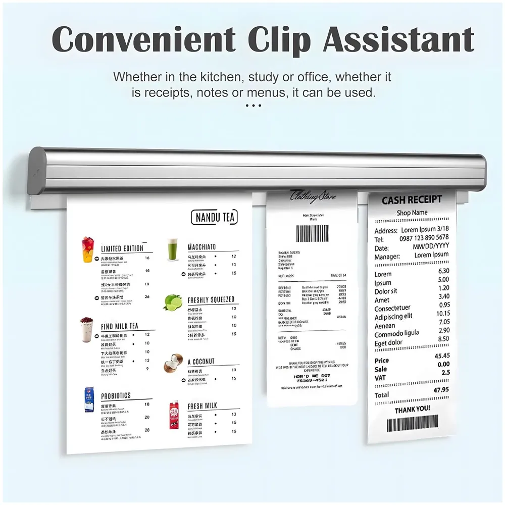 KOT Holder For restaurant Bill Rail Order Tab Grabber/Bill Rack/KOT Holder/Bill Holder for Hotel, Café, Pubs & Bars. Size 24 inch/ 60Cm - Silver