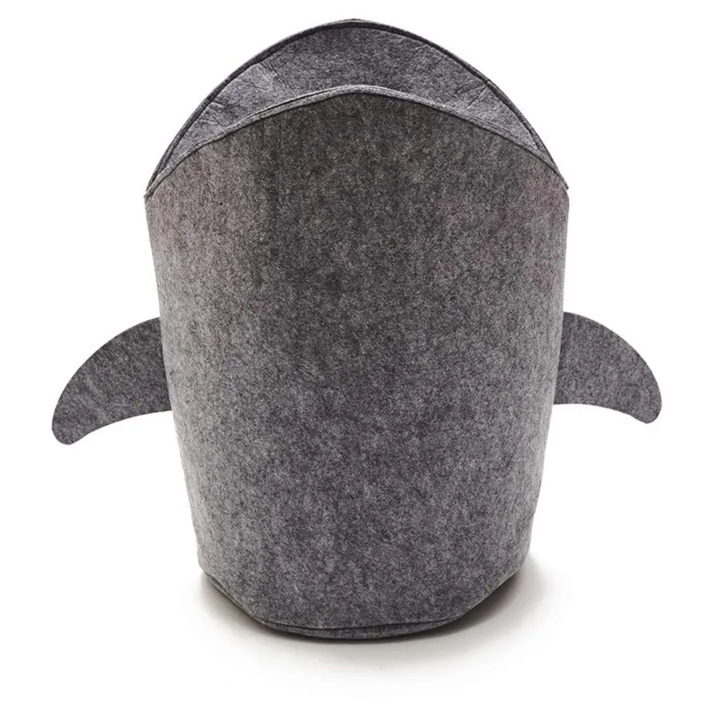 Kids Shark Laundry Dirty Clothes Basket Toys Storage Organizer Bin Hamper Tote Box Felt Cloth Eco-Friendly Collapsible Foldable Multi-Functional (Dark) - 5