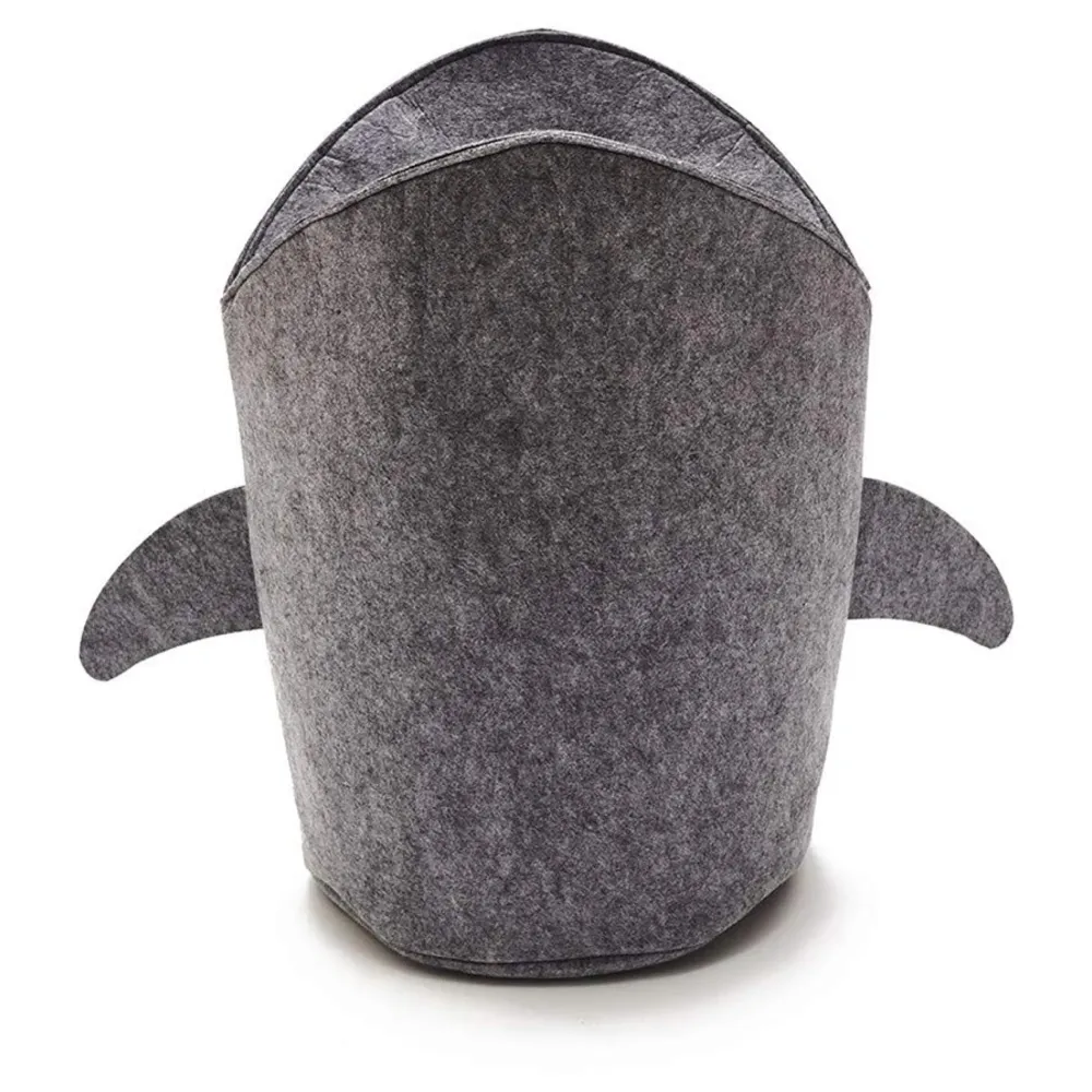 Kids Shark Laundry Dirty Clothes Basket Toys Storage Organizer Bin Hamper Tote Box Felt Cloth Eco-Friendly Collapsible Foldable Multi-Functional (Dark)