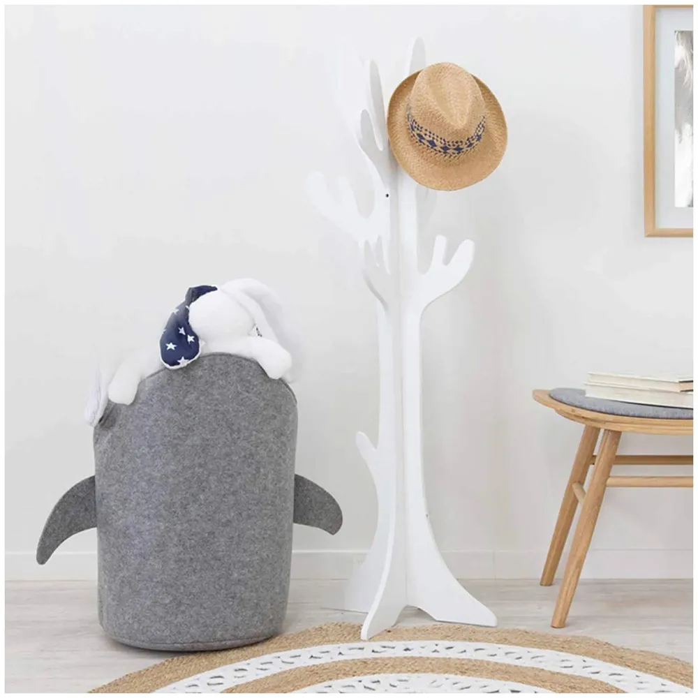 Kids Shark Laundry Dirty Clothes Basket Toys Storage Organizer Bin Hamper Tote Box Felt Cloth Eco-Friendly Collapsible Foldable Multi-Functional (Light) - 4