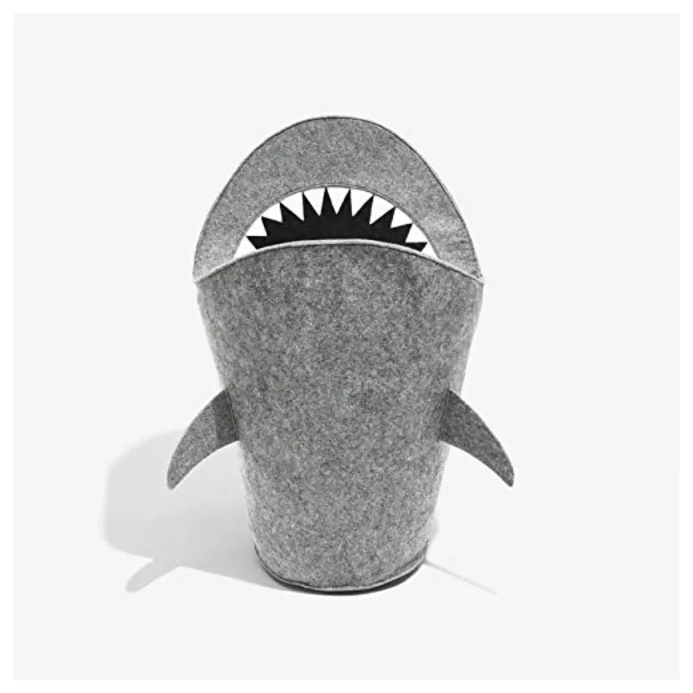 Kids Shark Laundry Dirty Clothes Basket Toys Storage Organizer Bin Hamper Tote Box Felt Cloth Eco-Friendly Collapsible Foldable Multi-Functional (Light)