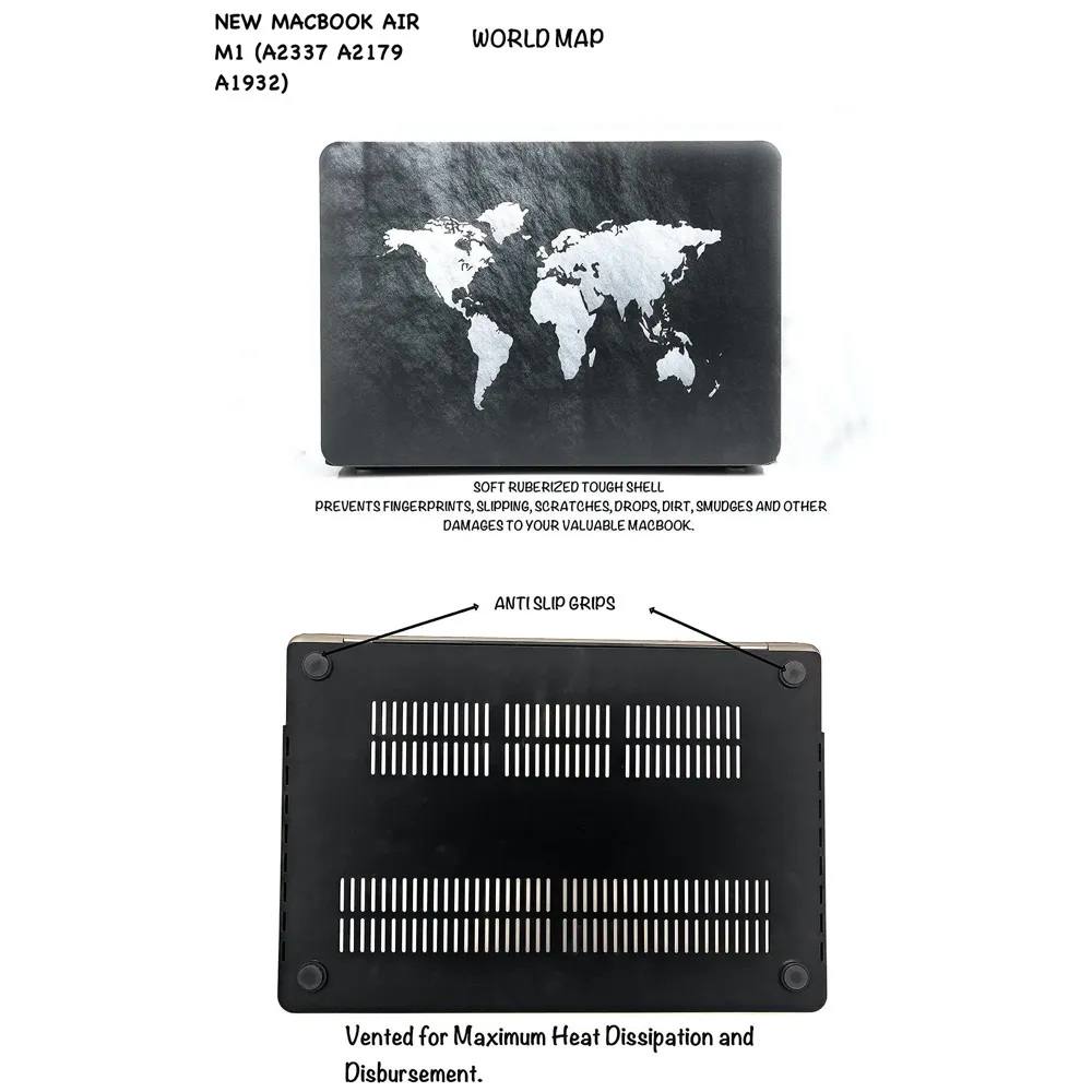 Hard Case Cover Compatible with New MacBook Air 13 inch M1 A2337 A2179 A1932, (2018-2021) (World Map)