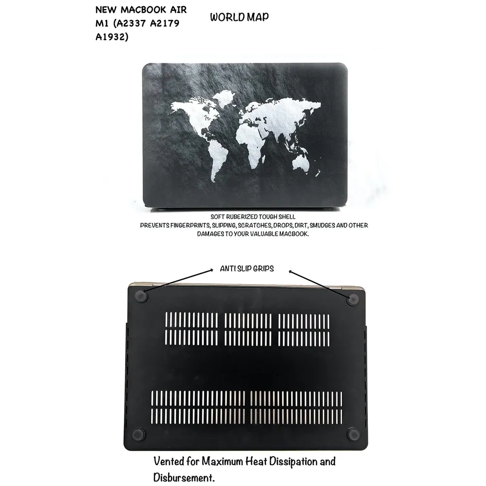 Hard Case Cover Compatible with New MacBook Air 13 inch M1 A2337 A2179 A1932, (2018-2021) (World Map)