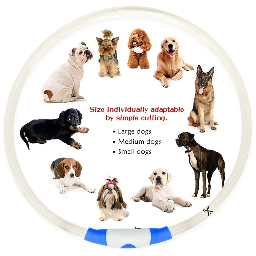LED Dog Collar, USB Rechargeable LED Optical Fibre Collar Flashing Dog Collar DIY Light Up Necklaces Ensuring Safety for Night Walking 70-20 Cm (Red) - 4