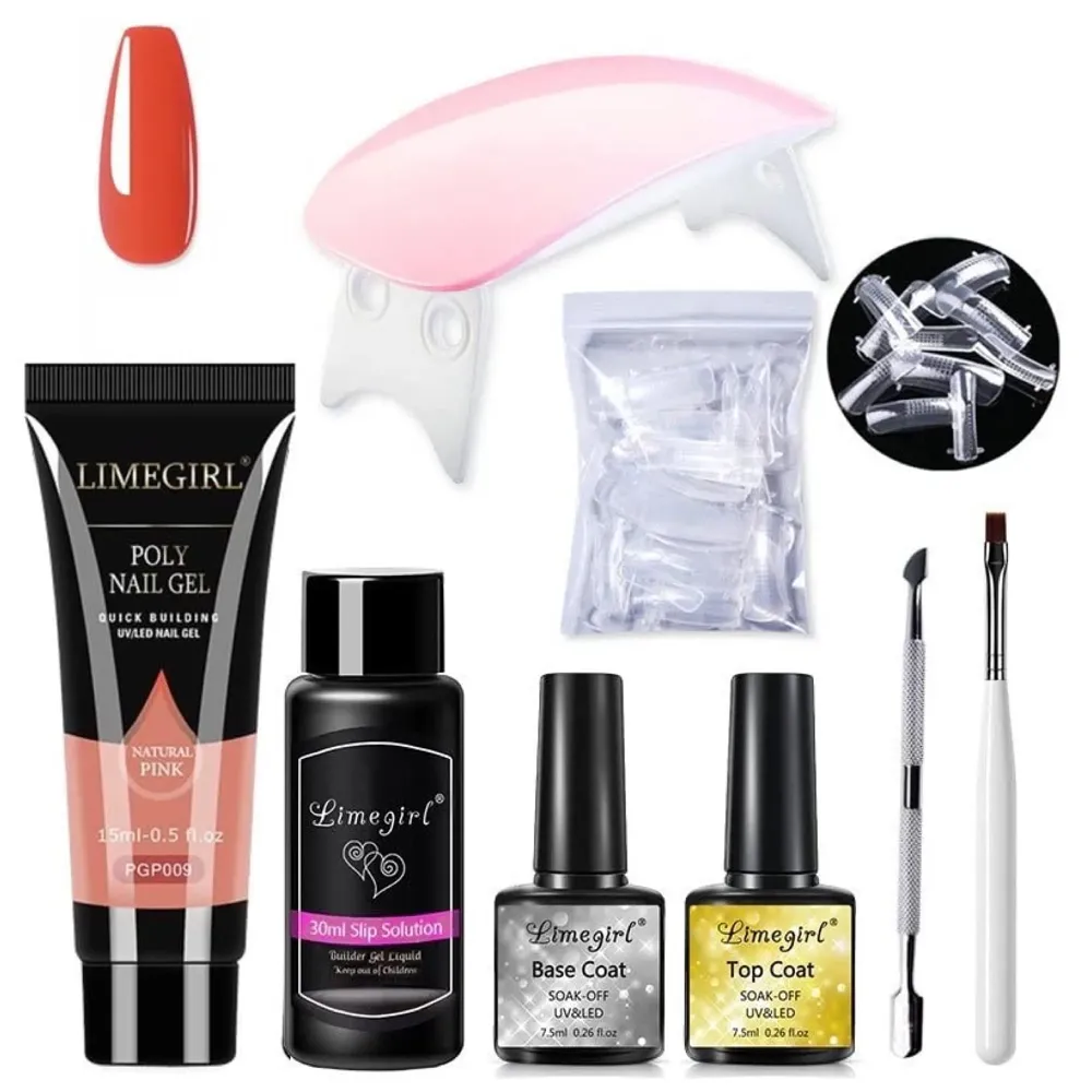 LIMEGIRL Natural Pink Acrylic Gel Poly Nail Gel Nail Gel Extension Set