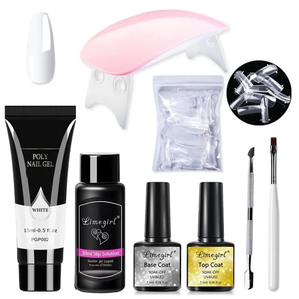 LIMEGIRL White Acrylic Gel Poly Nail Gel Nail Gel Extension Set