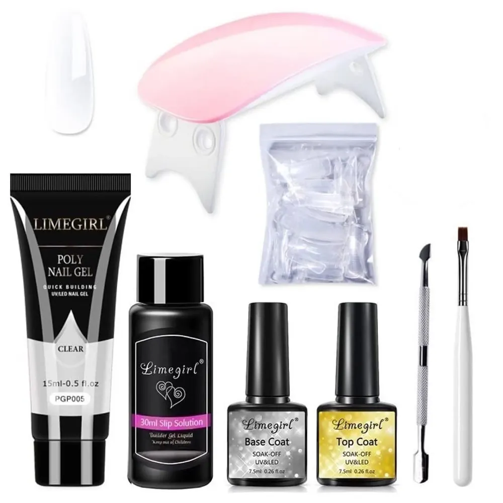 LIMEGIRL Transparent Clear Acrylic Gel Poly Nail Gel Nail Gel Extension Set