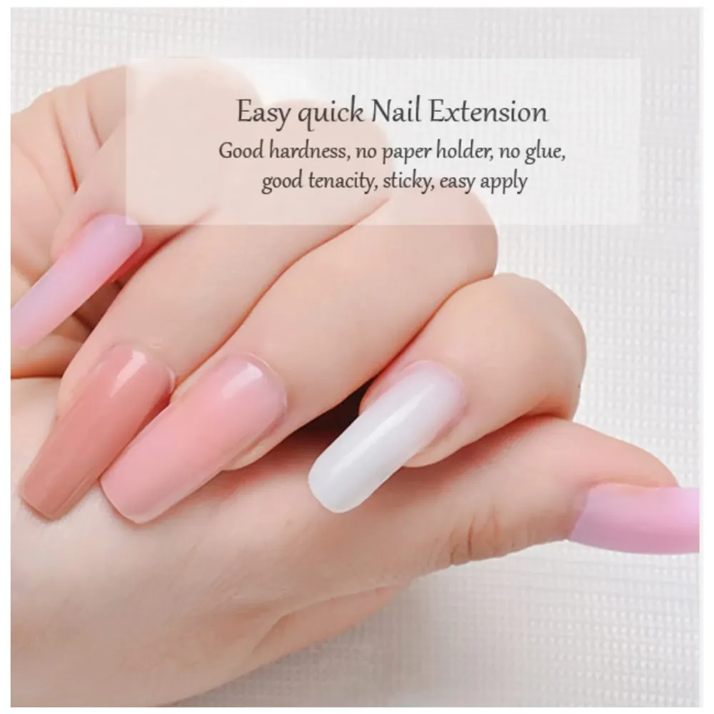 LIMEGIRL Acrylic Gel Poly Nail Extension Kit with UV Lamp, 3 Colors Rose Pink White, Nail Art Tools Set