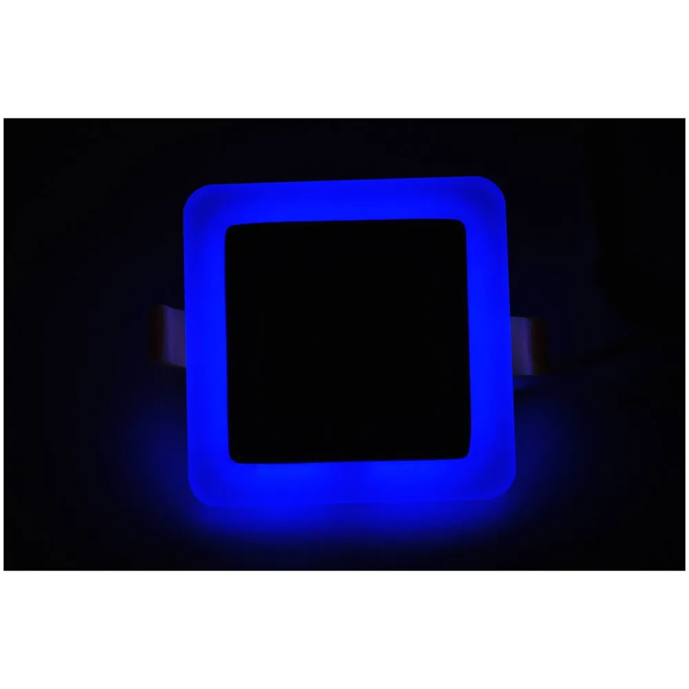 9 Watts Square LED Panel Light ~ 5.7 x 5.7 inches (145 x 145 mm) ~ Ceiling Downlight 3 in 1 Colour :[ Blue Ring, Warm White and Blue+Warm White = Cool White ] - 3