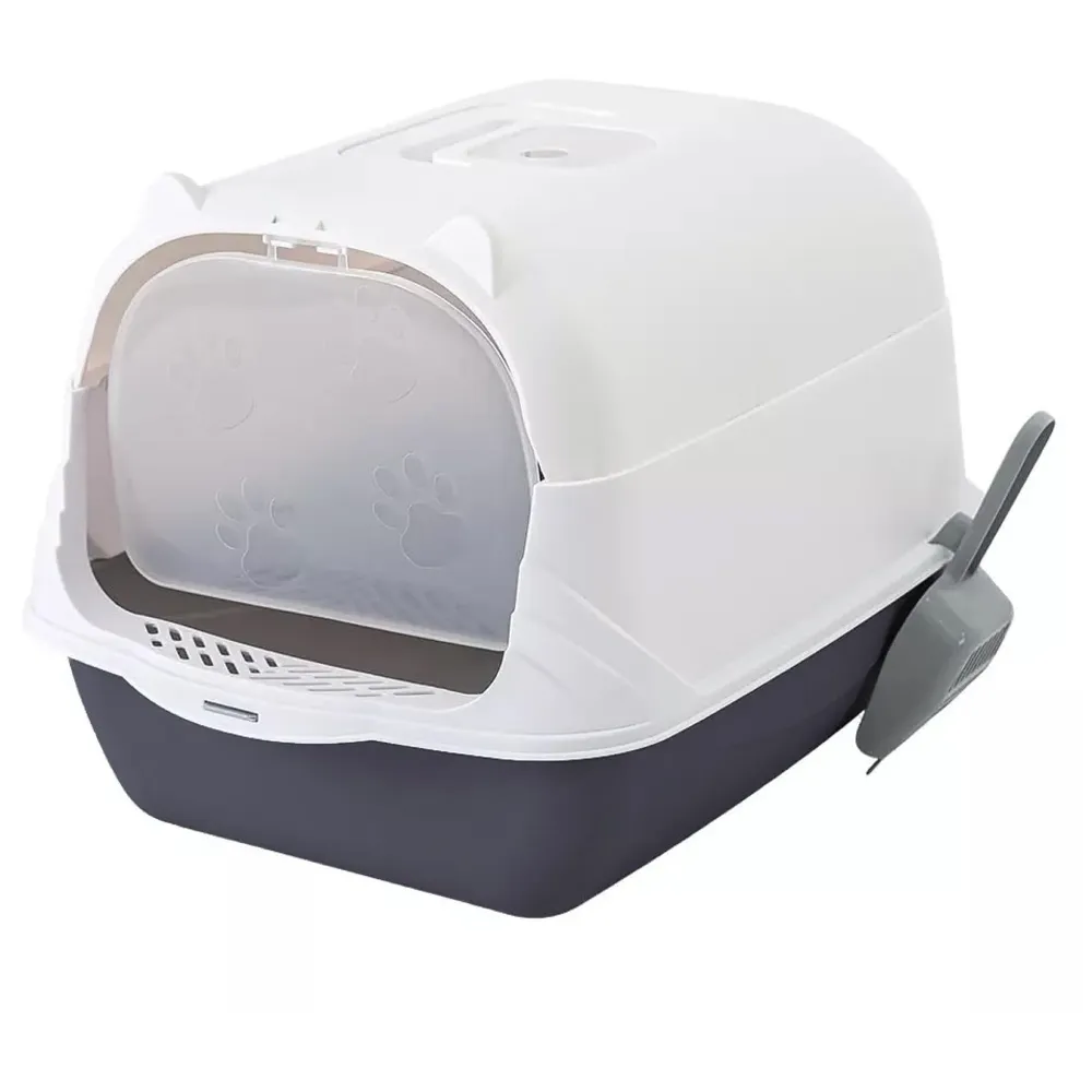 Black Cat Litter Box Cat Litter Tray with Dome and Scoop with Foul Smell Absorber 18 x14 x14 Inch (45x35x35Cm)