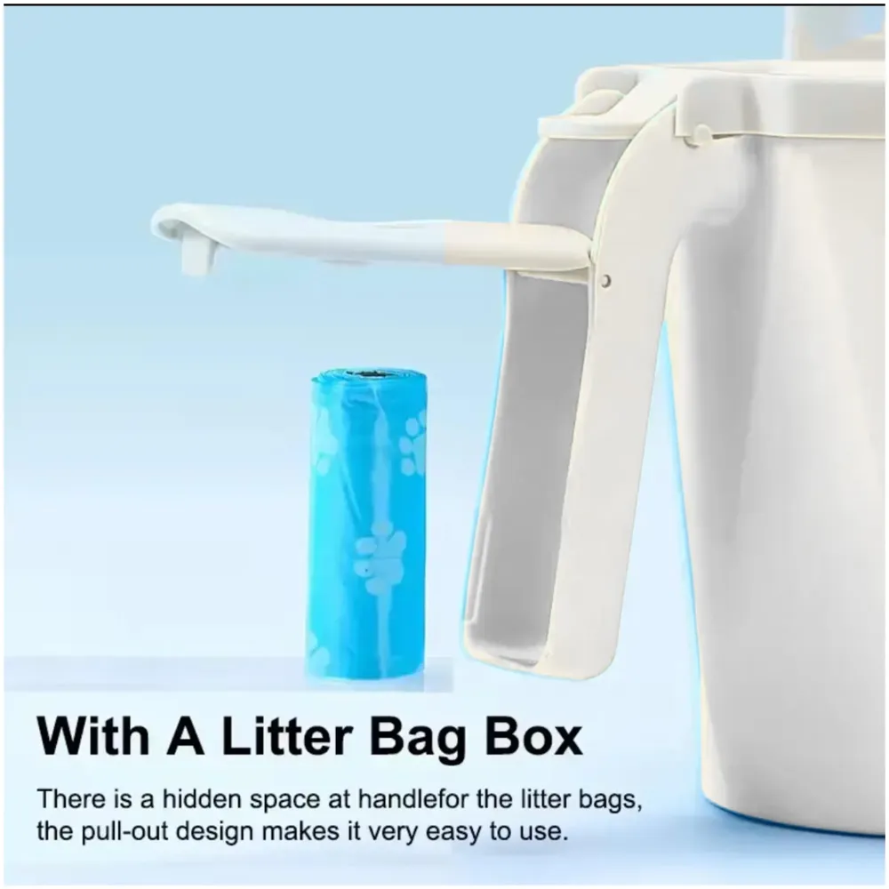 Cat Litter Scooper with Holder: 2 in 1 Portable Kitty Integrated Detachable Deep Cat Litter Shovel with Waste Container with Poop Sifting Cat Litter Grey 31cm x 16 cm - 3