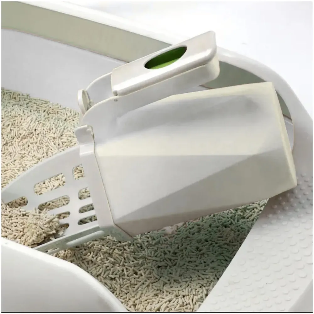 Cat Litter Scooper with Holder: 2 in 1 Portable Kitty Integrated Detachable Deep Cat Litter Shovel with Waste Container with Poop Sifting Cat Litter Grey 31cm x 16 cm - 8