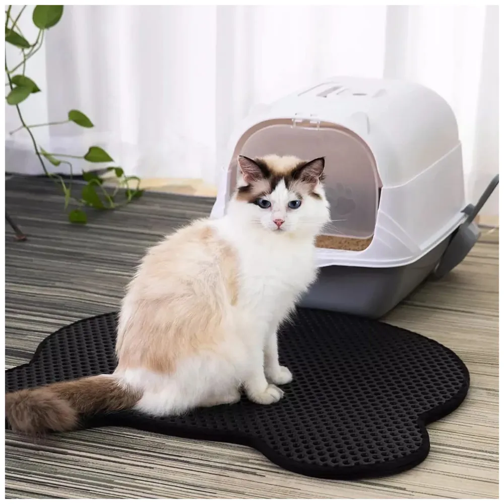 Combo Cat Litter Box and Cat Litter Mat Combo Tray with Dome and Scoop with Foul Smell Absorber