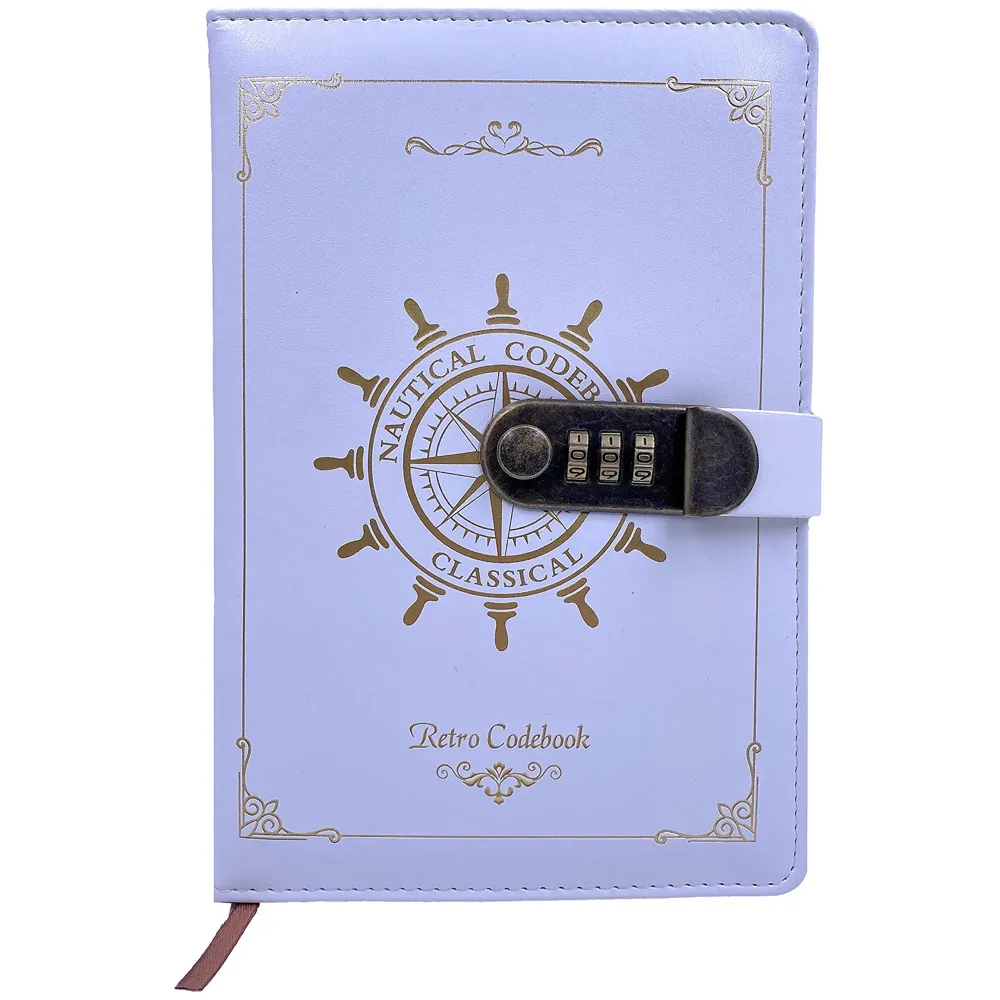 Lock Diary Notebook with Number Combination Lock & PU Leather Cover Secret Lock Diary 22x15 cm, 230 Pages