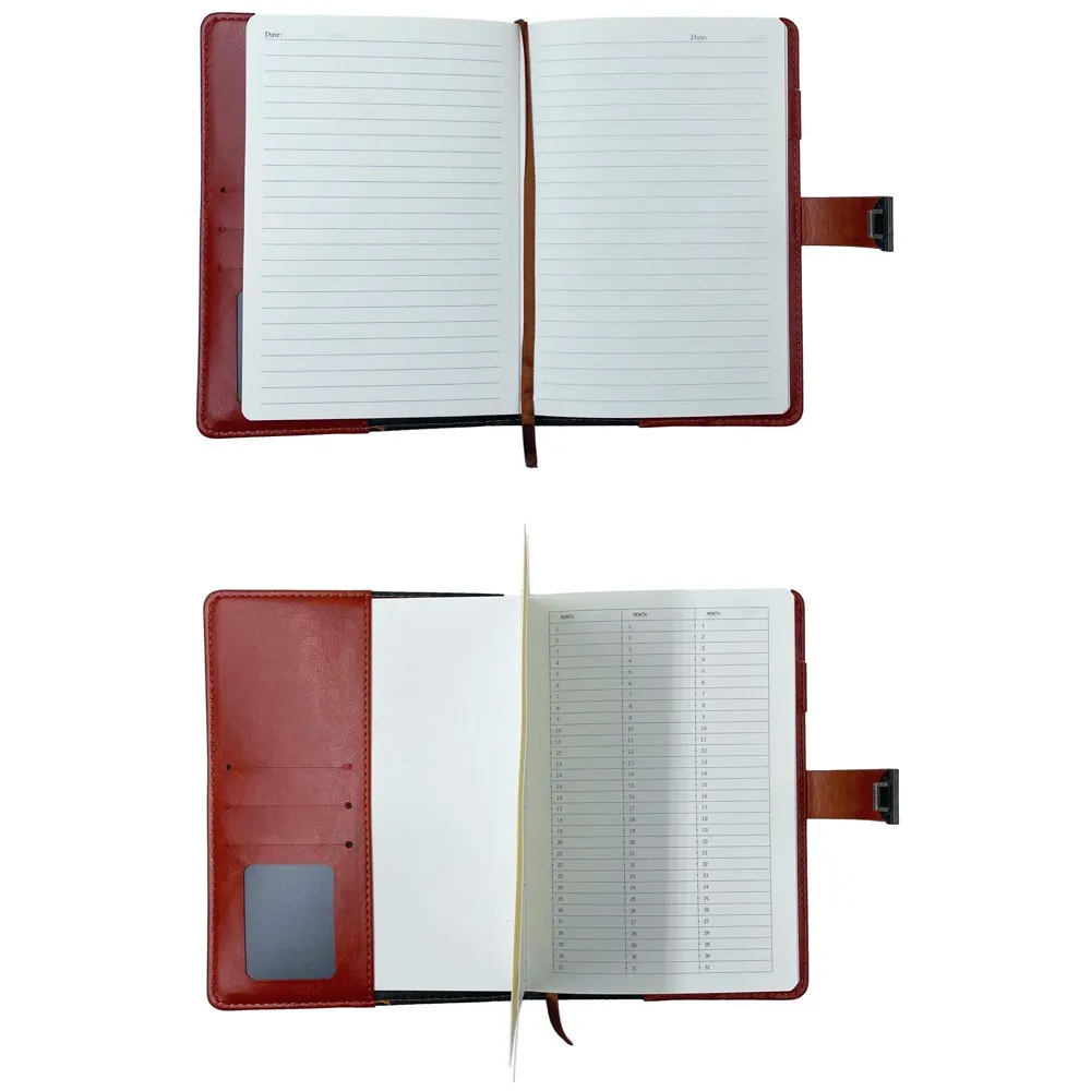 Lock Diary Notebook with Number Lock Combination PU Leather Cover (22x15 cm, 230 Pages) (Brown)