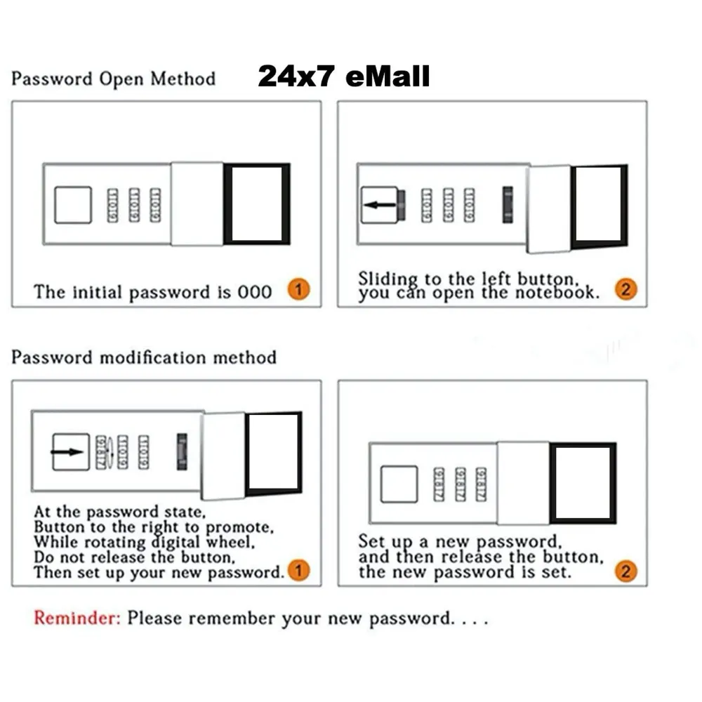 Lock Diary Notebook with Number Lock Combination PU Leather Cover (22x15 cm, 230 Pages) (Brown)