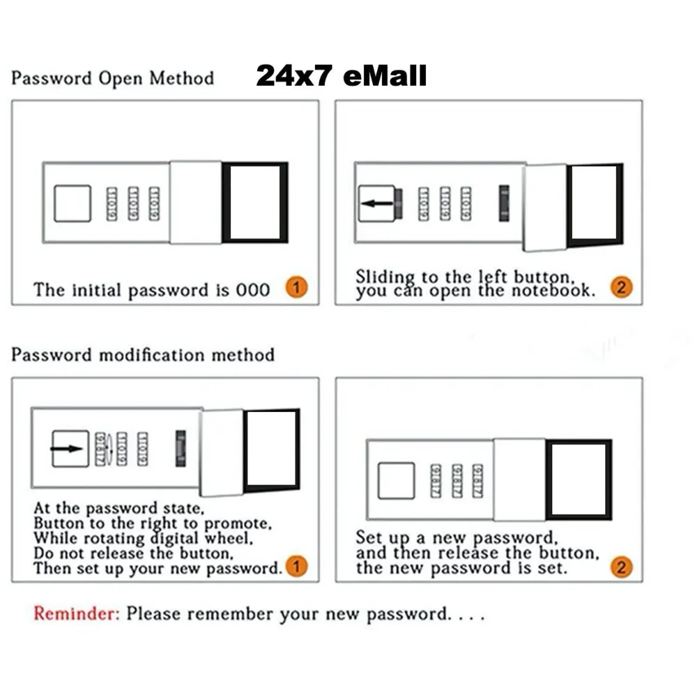 Lock Diary Notebook with Number Lock Combination PU Leather Cover (22x15 cm, 230 Pages) (Brown)