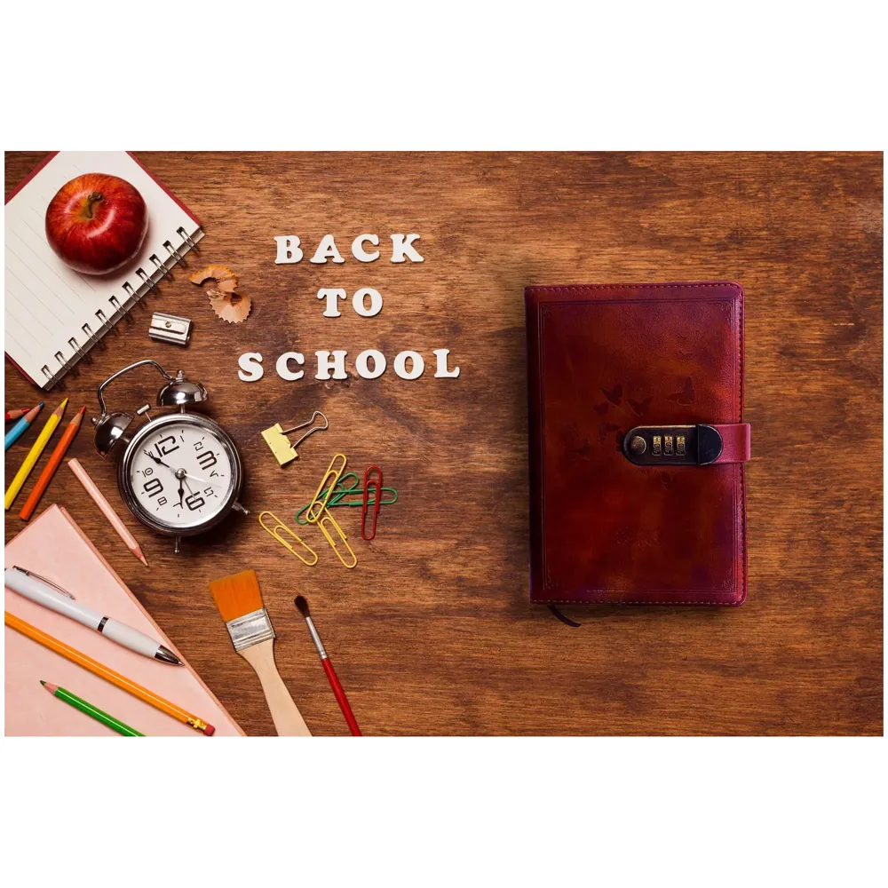 Lock Diary Notebook with Number Lock Combination PU Leather Cover (22x15 cm, 230 Pages) (Brown)