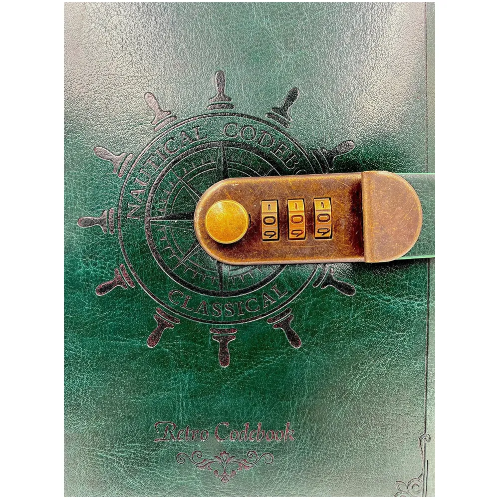 Novelty Diary Notebook with Number Combination Lock & PU Leather Cover Secret Lock Diary (22x15 cm, 230 Pages) (Green)