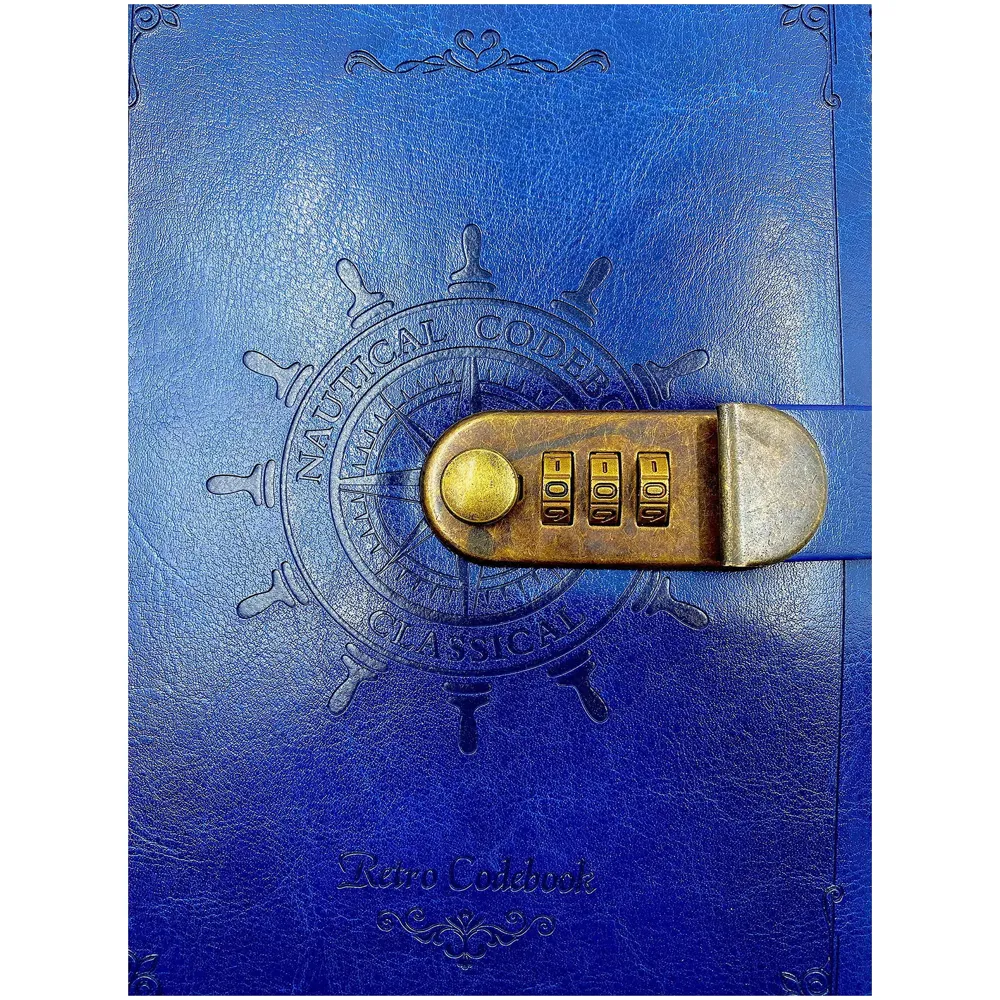 Novelty Diary Notebook with Number Combination Lock & PU Leather Cover Secret Lock Diary (22x15 cm, 230 Pages) (Blue)