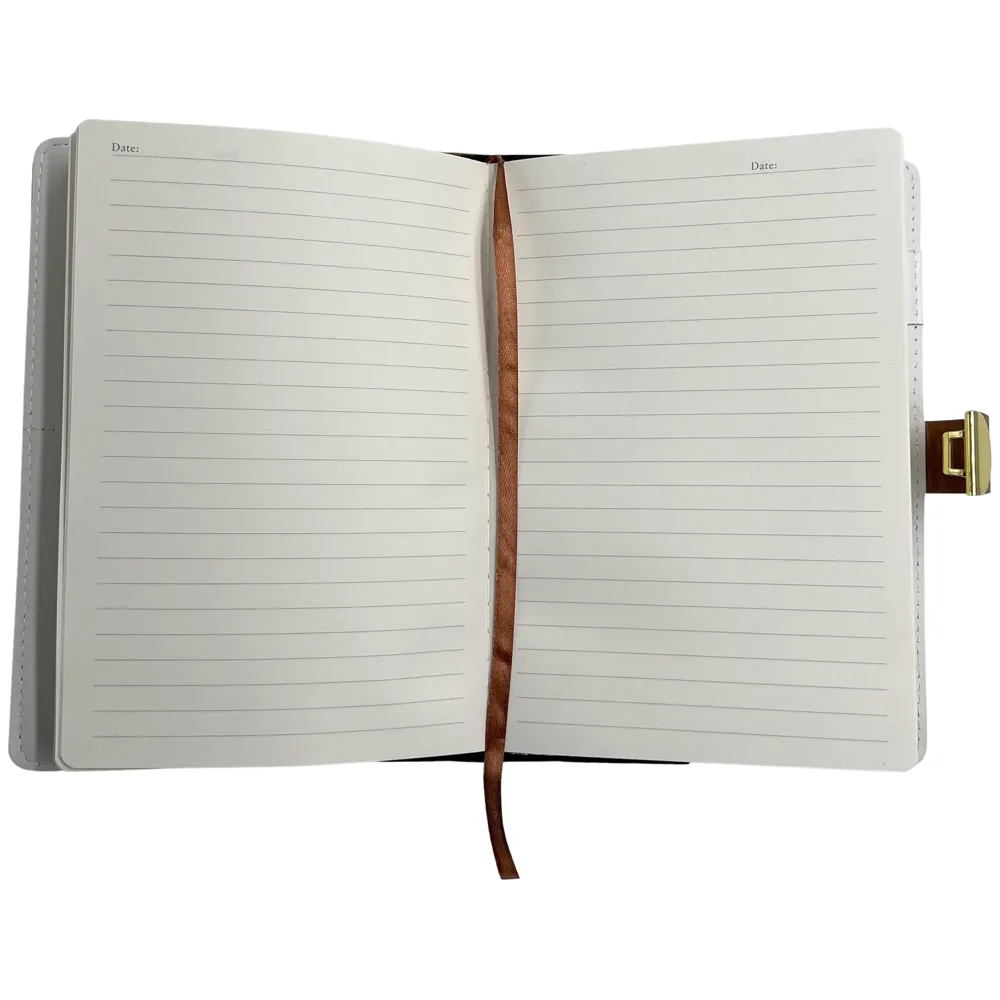 Lock Diary Notebook with Number Lock Combination PU Leather Wood Design Cover 22x15 cm, 230 Pages - 4